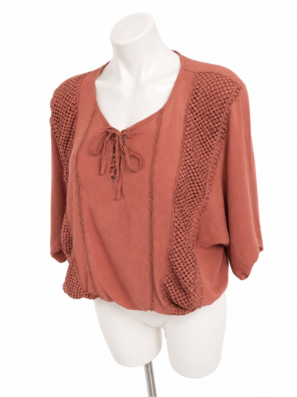 Daytrip Rust Lace-Detail Women's Peasant Blouse - Picture 6 of 6